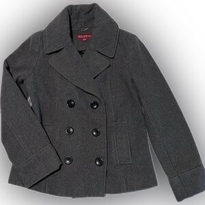 Merona Charcoal Gray Wool Pea Coat Women’s Small Double Breasted Winter - Size S